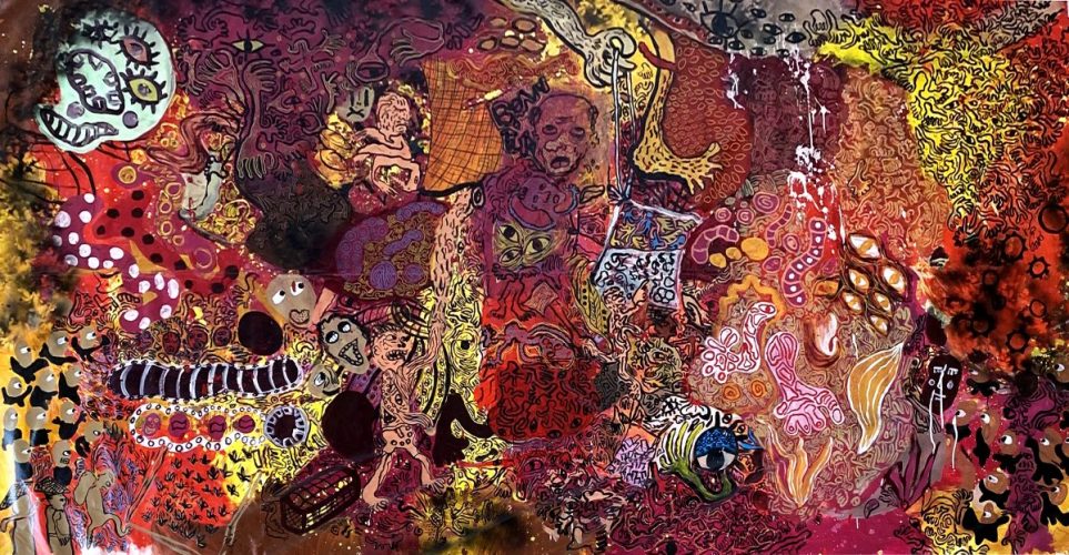 Zharfan Rashidi, The Rhythm of Soul, 2022, 174x335cm, Oil on Canvas